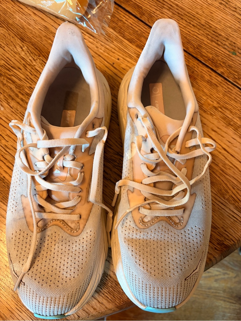 Hoka Cream Knit Running Shoes